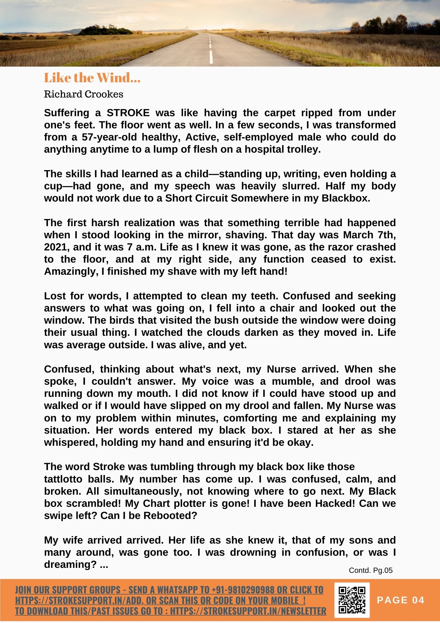 Like the Wind- Richard Crookes-Page 1 Like the Wind - a stroke warrior's recount-Richard Crookes -Page1